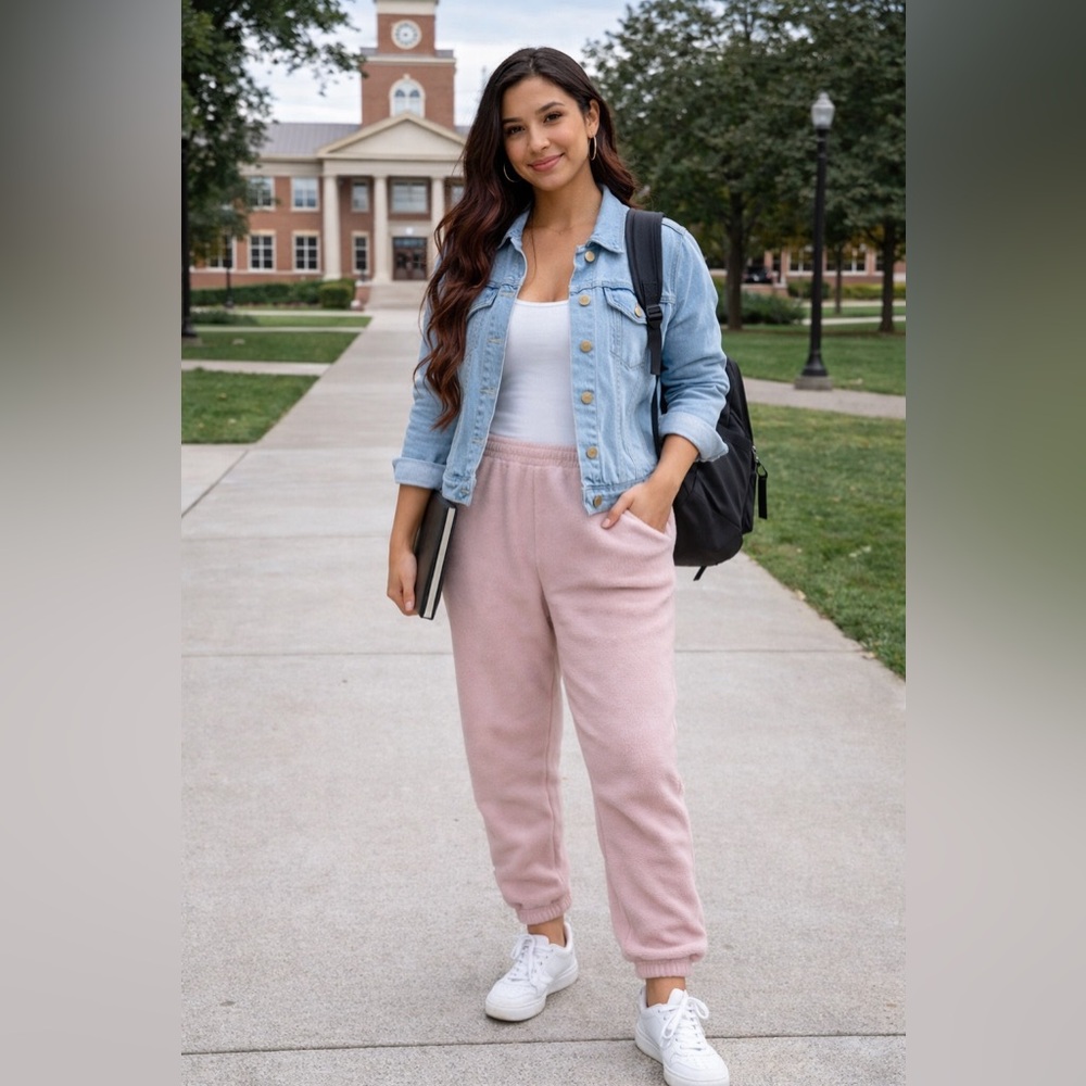 Urban Romantics Fleece Jogger Pants – Size Large (Pink)